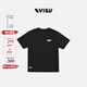 EVISU福神男女同款流行休閑時(shí)尚運動(dòng)商標短袖T恤 黑色 M 【寬松效果需拍大1-2個(gè)尺碼】