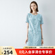 顏域蕾絲短袖連衣裙女夏季2024新款小香風(fēng)優(yōu)雅氣質(zhì)中長(cháng)款圓領(lǐng)裙子 淺藍 M/38