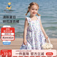 Classic Teddy精典泰迪女童連衣裙兒童吊帶裙中小童裝純棉碎花裙子夏 紫色 100