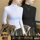 登森奧奧半高領(lǐng)打底衫女莫代爾內搭秋冬修身長(cháng)袖t恤女上衣中領(lǐng)秋衣 白色+黑色 L 建議90-110斤