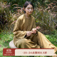 朵朵·可可茶之森林 雙層條紋提花 防風小立領(lǐng)茶服 純棉家居服套裝 軍綠 M (160)
