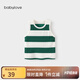 babylove【清倉(cāng)】寶寶背心夏季薄款條紋高彈吸濕透氣嬰兒無(wú)袖T恤坎肩上衣 綠條紋 80