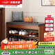 米客米家（MIKEMIJIA）鞋柜換鞋凳子家用門(mén)口簡(jiǎn)易置物架出租屋用多層鞋子收納架可坐鞋柜 三層胡桃色-皮質(zhì)坐墊|60*32*52CM