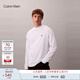 Calvin KleinJeans25秋季新款男士休閑通勤ck刺繡純棉寬松打底長(zhǎng)袖T恤4RD871G YAF-月光白 M