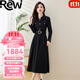 Rewi奢侈高檔品牌連衣裙女2025秋季新款收腰顯瘦時(shí)尚氣質(zhì)翻領(lǐng)過(guò)膝裙子 黑色 【高端禮盒】 M 【建議105斤以?xún)取? title=
