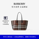 博柏利（BURBERRY）【禮物】女包 格紋拼皮革中號托特手提包