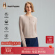 暇步士（Hush Puppies）【柔軟舒適】女裝秋季簡(jiǎn)約多色羊毛圓領(lǐng)針織開(kāi)衫 110杏色 XL