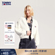 TOMMY JEANS秋冬女裝純棉復(fù)古燈籠袖慵懶風(fēng)紐扣V領(lǐng)寬松短針織開(kāi)衫16531 米白色YBH XS （推薦：100斤以下）