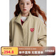 ELLE KIDS愛心繡花立領(lǐng)夾克外套男女童春季四合扣復(fù)古保暖防風(fēng)長袖上衣