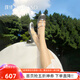 蹀愫新款T字細(xì)條帶粗高跟心動(dòng)瑪麗珍通勤職場(chǎng)法式小皮鞋TA54119-11 銀色皺羊皮革 34 220mm