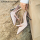 CHARLES&KEITH緞面蝴蝶結尖頭高跟涼鞋女生日禮物CK1-60361556 Light Pink淺粉色 35
