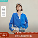 茵曼2025秋冬女裝新款MIU系刺繡針織開(kāi)衫簡(jiǎn)約毛衣外套 亮藍色 M