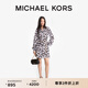 MICHAEL KORS邁克高仕 MK【兩件折上折】 女士棕櫚印花系帶短款襯衫連衣裙 黑色/白色 048 M