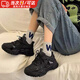 COSMICKISS老爹鞋女ins潮百搭港風(fēng)透氣百搭厚底增高運動(dòng)休閑輕便跑步鞋子女 黑色皮面【37碼】