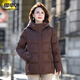 雪中飛羽絨服女2025款冬季短款寬松翻領(lǐng)保溫外套媽媽裝咖啡棕5XL
