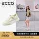 愛(ài)步（ECCO）平底鞋女 倪妮同款牛皮板鞋系帶休閑運動(dòng)鞋 街頭272803 白色/抹茶綠/水泥灰27280361198 37