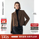 朗姿氣質時尚高級感通勤職業(yè)西服外套冬季新款休閑西裝女 棕綠色 M