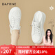 達(dá)芙妮（DAPHNE）板鞋女增高厚底網(wǎng)面小白鞋舒適休閑鞋夏季新款透氣一腳蹬半拖鞋 白色 單層 跟高5.5cm 34 (220mm)