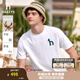 哈吉斯（HAZZYS）男裝 夏季休閑重磅大Logo寬松圓領(lǐng)短袖T恤男ASTZE0CBX70 白色WT L （175/96A 48）