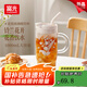 富光巨無(wú)霸玻璃杯吸管杯高顏值水杯高硼硅家用辦公耐高溫玻璃帶把杯子 鈴蘭白1000ml【送杯刷】