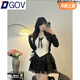 DGOV2025夏季新款法式純氣質(zhì)修身甜辣蕾絲吊帶開(kāi)衫短裙三件套裝女 黑開(kāi)衫 單件 M 建議95-105斤