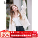 百圖betu女裝2025春季新款短外套立領(lǐng)插肩袖寬松休閑外套女2502T53 淺杏色 L