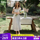 Olrain歐芮兒法式優(yōu)雅白色收腰連衣裙女裝夏季2025新款方領(lǐng)茶歇裙 白色 M