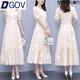 DGOV夏季雪紡連衣裙女裝夏裝2025年新款春夏天收腰氣質(zhì)長(cháng)裙 香檳色（zt） 2XL 120-130