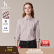 哈吉斯（HAZZYS）女裝 秋季女士襯衣條紋通勤長(cháng)袖休閑襯衫女ASCSK1CCX07 酒紅色WN L (165/88A 40)