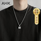 AHK26字母鈦鋼項鏈男女士百搭潮流情侶吊墜新年生日禮物送男女朋友 潮流滿(mǎn)鉆項鏈 【M】+品牌禮盒
