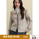獨束大碼女裝復古圓領(lǐng)開(kāi)衫外套2024冬季新品通勤慵懶風(fēng)針織衫毛衣 燕麥灰 M (尺碼：1) (尺碼：1)