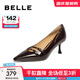 百麗（Belle）高跟鞋女商場(chǎng)同款真皮時(shí)尚百搭細跟單鞋BKR03AQ4 酒紅色 37 (235mm)