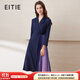 愛(ài)特愛(ài)（EITIE）春季新款商場(chǎng)同款翻領(lǐng)收腰顯瘦七分袖撞色裙擺時(shí)尚連衣裙6507255 深藍色31 M 160