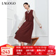 LAGOGO假兩件優(yōu)雅舒適質(zhì)感連衣裙女拉谷谷春秋新款復古甜美A字裙 紅米(HT) M