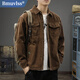 Bmuvlss輕奢男裝高檔品牌2025春季復古燈芯絨工裝夾克男寬松純棉外套男 咖啡色 L 120—140斤