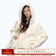 ELEVEN SLEEP秋季大毛領(lǐng)連帽拉鏈寬松毛衣女顯瘦長(cháng)袖針織外套上衣 白色 S