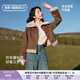 香影【貓貓絨】美拉德仿生皮草2025秋冬新款加絨麂皮絨外套女短款 焦糖色 S
