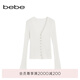 bebe【淡人穿搭】春夏新款女氣質(zhì)通勤V領(lǐng)純色紐扣綴飾毛針織衫130601 本白 M