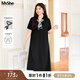 MsShe【送絲巾polo裙】大碼女裝2025夏裝胖mm遮肚子巨顯瘦連衣裙 【短袖POLO領(lǐng)】黑色現(xiàn)貨 4XL