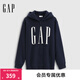 Gap男女裝2025秋季新款logo印花抓絨寬松運動(dòng)連帽衫衛衣786920 海軍藍 L (175/96A) 亞洲尺碼