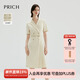 PRICH氣質(zhì)短袖西裝連衣裙2024夏季新款職業(yè)通勤中長款收腰裙子女秋季穿 64奶油色 XS 155