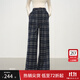 范思藍恩復古格紋直筒休閑褲女2025秋冬新款松弛小個(gè)子褲子4365 深灰格子 M