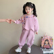 靚貝城堡女童套裝春秋款2025新款兒童洋氣時(shí)髦女寶寶秋季衛衣兩件套童裝潮 粉色 120