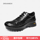 dreambox鈞博vibram舒適透氣戶外休閑鞋高檔手工水洗馬皮男士皮鞋 黑色 43
