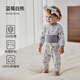 歐孕（OUYUN）寶寶高腰哈衣套裝嬰兒純棉高腰護肚秋褲兒童保暖 藍莓白熊 【高腰護肚 10A】 90