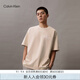 Calvin KleinJeans夏季男女情侶中性ck休閑字母寬松純棉重磅短袖T恤J400448 ACI-燕麥奶 XL