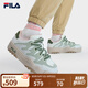 FILA 斐樂官方女鞋七夕送摩登斑斕鞋輕便回彈厚底復(fù)古板鞋白色休閑鞋 灰白/奶油黃綠-ML 36