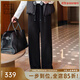 美洋（MEIYANG）【60系列】暖冬休閑褲 桑蠶絲混紡薄絨舒適保暖直筒褲 黑色（常規版） M