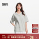 森馬（Semir）短袖T恤女中長款V領(lǐng)蕾絲繡花2025夏oversize上衣氣質(zhì)109325100033