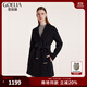 歌莉婭 天絲羊毛大翻領(lǐng)大衣(配本布腰帶)  1B9C6E890 00B黑色 S
